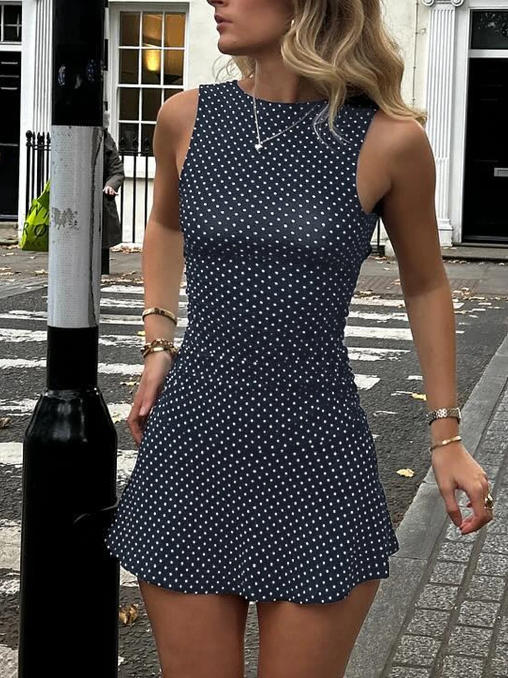 

Faionable Printed Bodycon Dr Women's Sexy High Waist Polyester Fiber Svel A-Line Skirt ort Dr round Ne