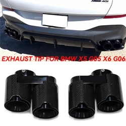 Bolt-On Quad Carbon Fiber Exhaust Tips for BMW X5 G05 X6 G06 X7 G07 2019+ Single Inner Pipe Only Decorative