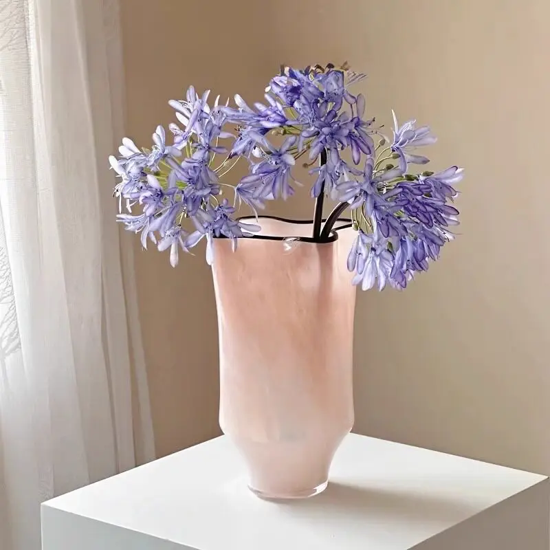 

Gentle pink glazed vase ornament, high-end sense, living room water-raised flower arrangement decorative flower utensil entrance