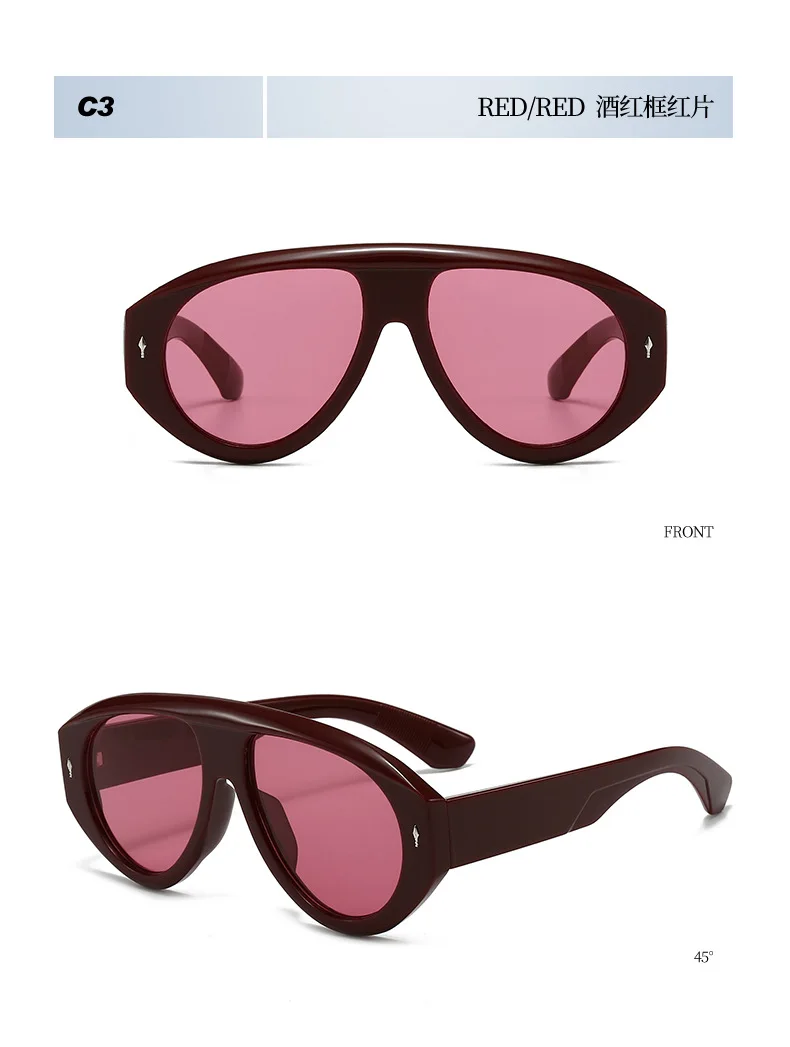Vintage Übergroße Einteilige Sonnenbrille für Damen Neue Mode Nietenverzierte Ovale Sonnenbrille für Herren Schicke Outdoor Hip-Hop-Brillen – Detail 12