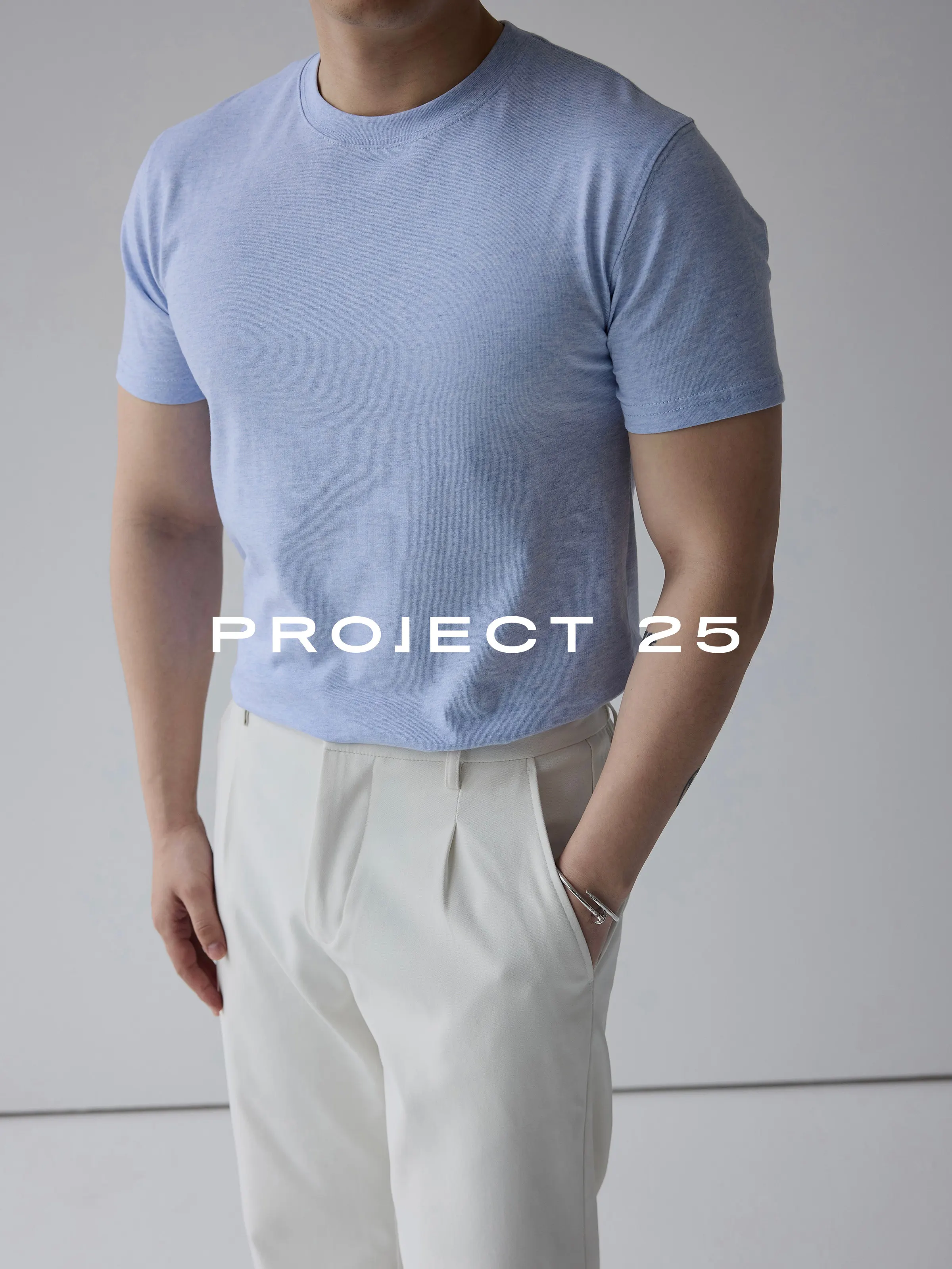 PROJECT 25 Men's Soft Combed Cotton Crew Neck T-Shirt – Slim Fit, Breathable Short Sleeve in Candy Colors for Spring & Summe