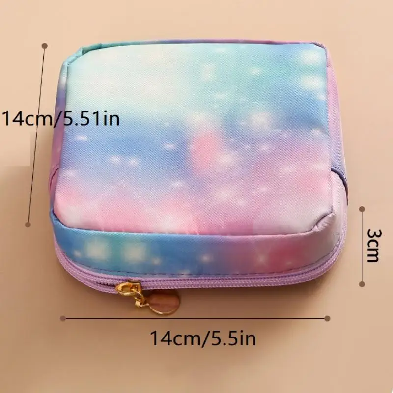 Gradient Sanitary Pad Storage Bag, Portable Menstrual Pouch, Waterproof Cosmetic Organizer For Tampons Pads, Mini Earphone Case