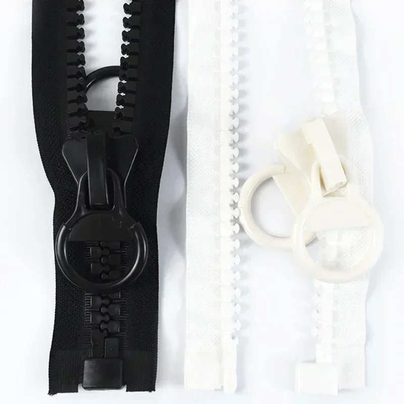 Meetee 20# 60-300cm Oversize Resin Zipper Black Double-sliders Open-end Zippers for Down Jacket Coat Tent DIY Sewing Accessories