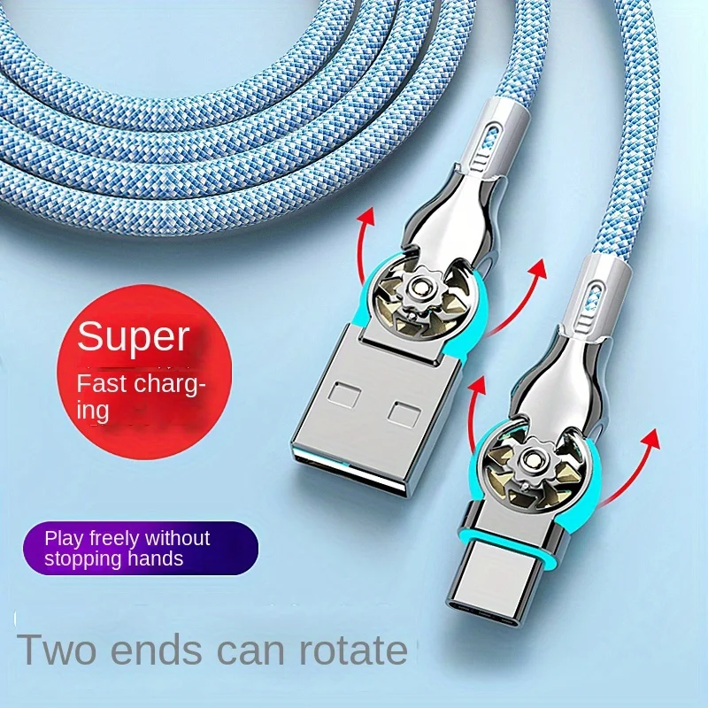 Fast Charging Data Cable Type-c With Light Double Elbow Rotation 65W Flash Charging For Apple15  Redmi Samsung  Charging Cable