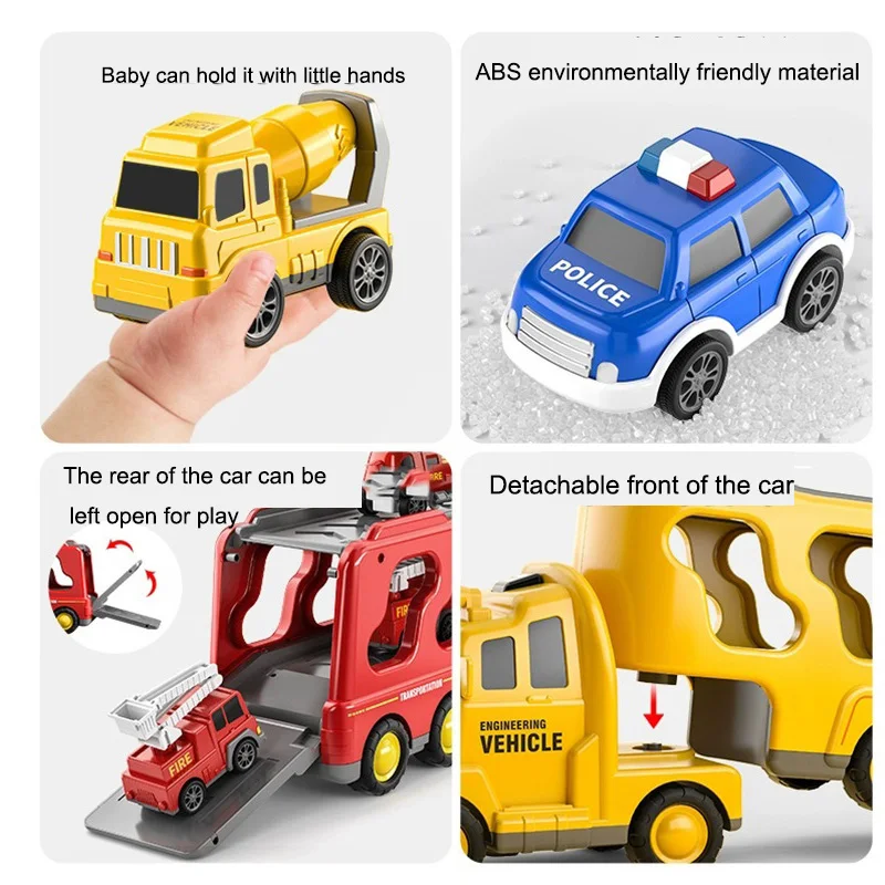 ألعاب نموذج سيارة هندسية مجموعة ألعاب نقل حاوية البناء مع 6 قطع مركبة صغيرة هدية للأطفال الصغار #4