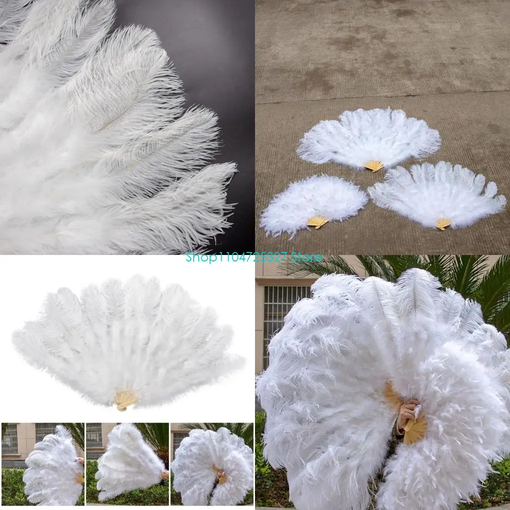 

D8KF Artistic Large Feathered Handheld Fan for Party Celebration and Dance Show Fan