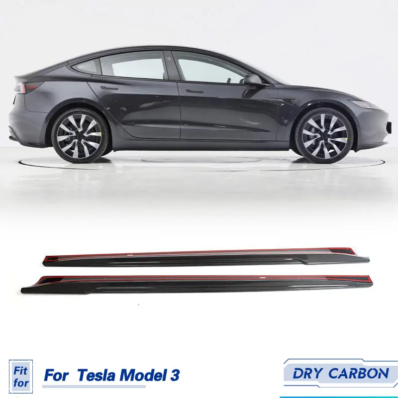 

Car Side Skirts Extensions Dry Carbon Fiber For Tesla Model 3 Sedan 4-Door 2023 Racing Side Skirts Apron Lip Body Kits