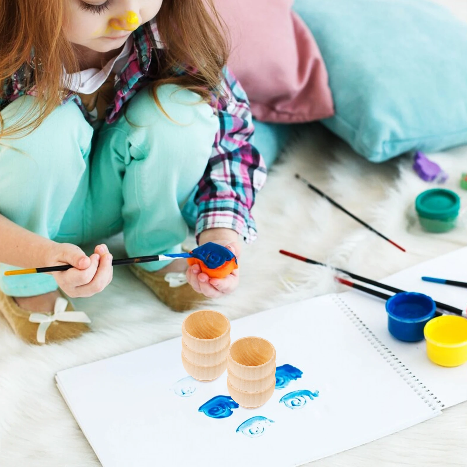 

10pcs Wooden Craft Unfinished Small Wood Bowls For Diy Painting Crafts Natural Untreated Wooden Bowls Art Decoration Wedding