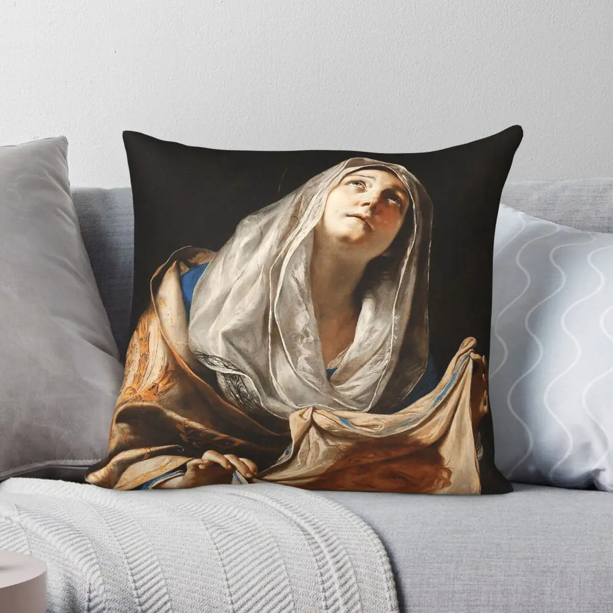 Santa Veronica Con Il Velo Mattia Preti Pillowcase Polyester Linen Velvet Creative Decorative Throw Pillow Case Home Cushion