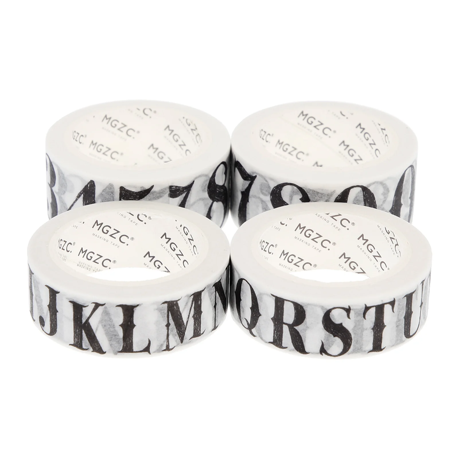 

4 Rolls Retro Text Stickers Washi Tape 15mm Letters 20mm Numbers Decorative DIY Craft Supplies Planner Journal Scrapbook