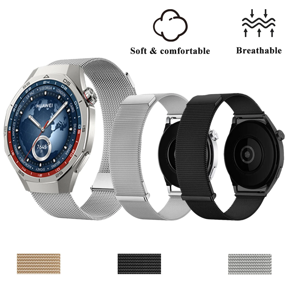 Cinturino milanese per Huawei Watch GT5 Pro/GT5 46mm Uomo Donna Cinturino di ricambio per Huawei GT5 Pro GT5 22mm Cinturino nero universale