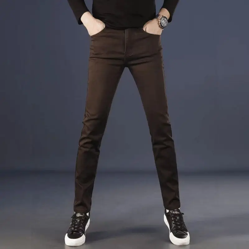 

Brands Original 2026 Luxury Brands Clothing Fashion Casual Jeans Slim-fitting Pants Handsome Korean Casual Coffee Men's Pants