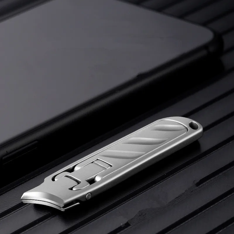 Cortador de unhas ultrafino de aço inoxidável, portátil, com textura superior, chaveiro, ferramenta de manicure