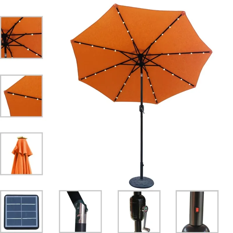 Sombrilla de jardín al aire libre y luz LED solar, conveniente, práctico y duradero.