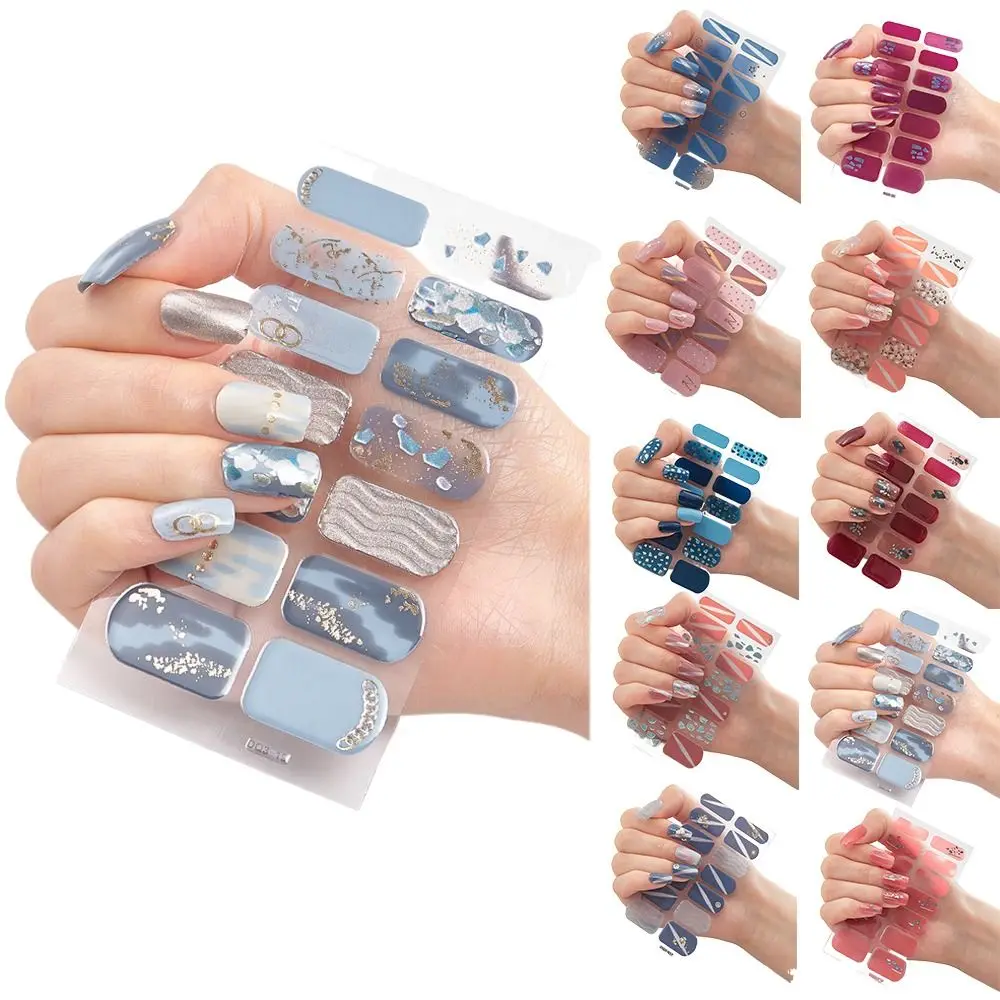 32 لونًا نابضًا بالحياة، أغطية أظافر جل شبه معالجة، ملصق أظافر فرنسي طويل الأمد، غطاء كامل مقاوم للماء