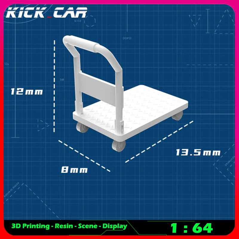 Kickcar 1/64 Handcart Model Car Diorama Uncolored Resin Garage Scene Repair Tools Decoration Simulation Scene Toy