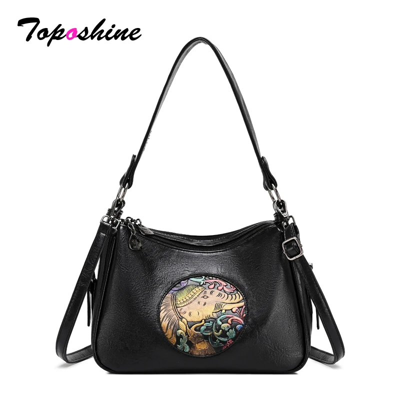 

Toposhine Classic Embossed Elephant PU Leather Hobo Bag for Lady Fashion Daily Handbag for Travel & Commute Women's Shoulder Bag