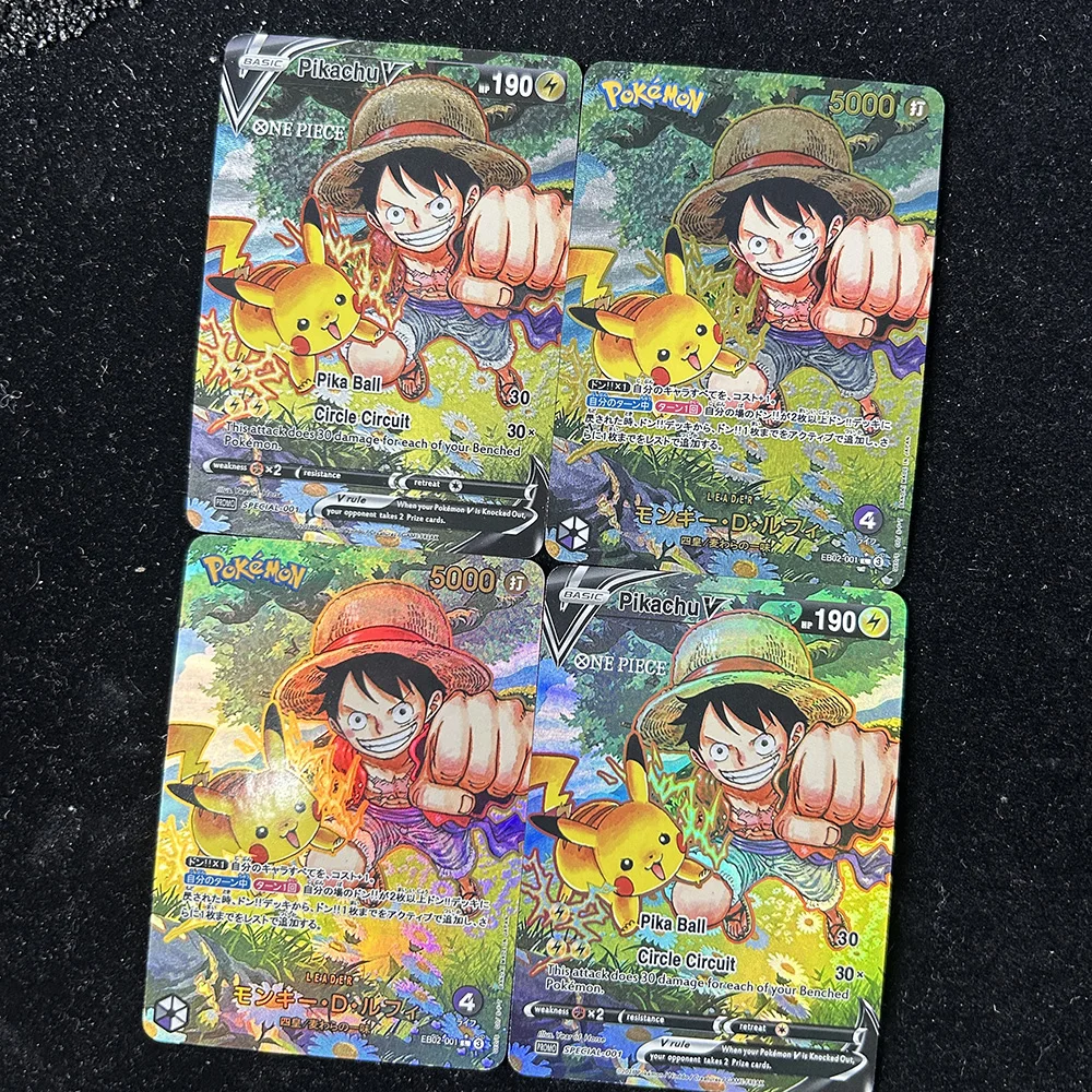 

Набор из 2 шт. DIY PTCG OPCG Monkey D. Луффи PICHU Kawaii Collection JP Version: самодельные игровые аниме-карты, подарок, игрушки
