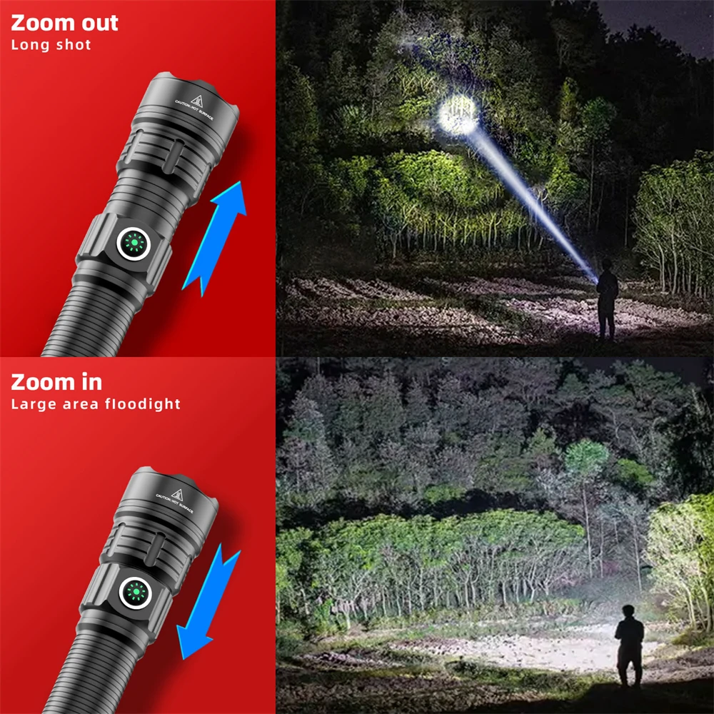 Professional Hunting Tactical Night LED Flashlight Long-Shot Powerful Waterproof Type-C Rechargeable Outdoor Portable Torch