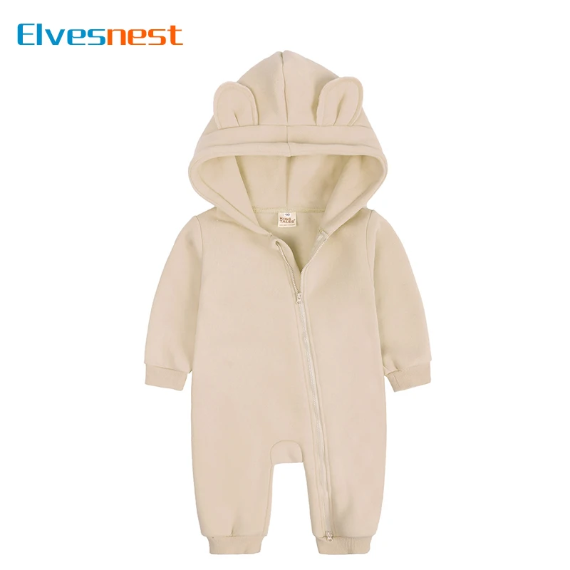Long Sleeve Hooded Zipper Newborn Baby Clothes Winter Baby Girl Romper Winter Warm Newborn Clothing Girls Rompers 3-24 Months