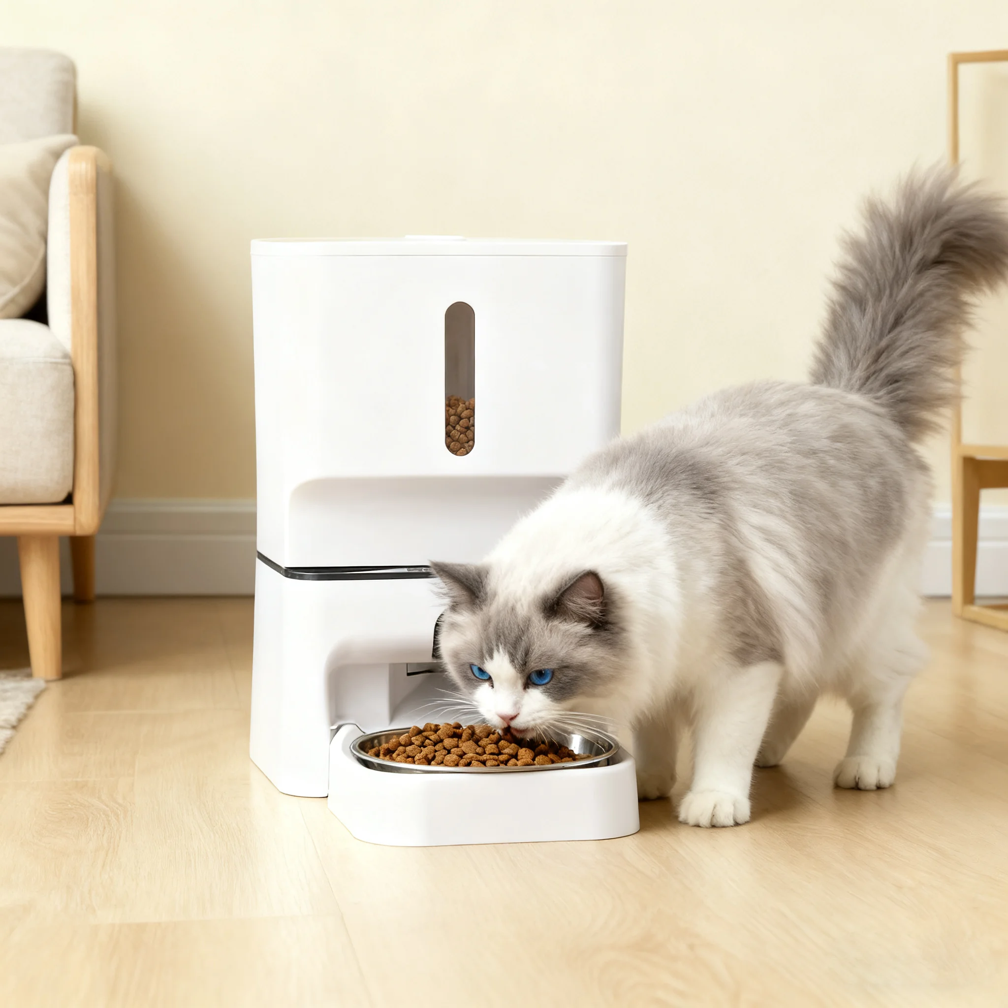 

2025 Stainless Steel Smart Cat Feeder Automatic Pet Feeder With Rotatable Camera And Infrared 7L Capacity Play With Pets