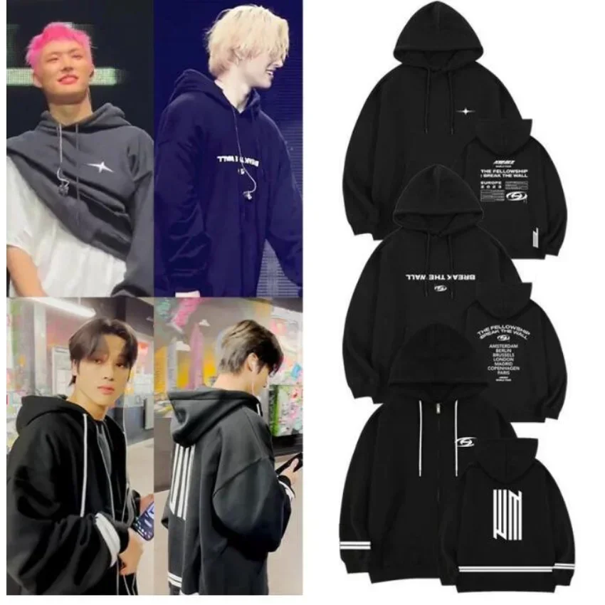 K-POP KPOP ATEEZ THE FELLOWSHIP : BREAK THE WALL 2023 WORLD TOUR Women/Men Hoodie Sweatshirt Long Sleeve Pullover Hooded Jacket