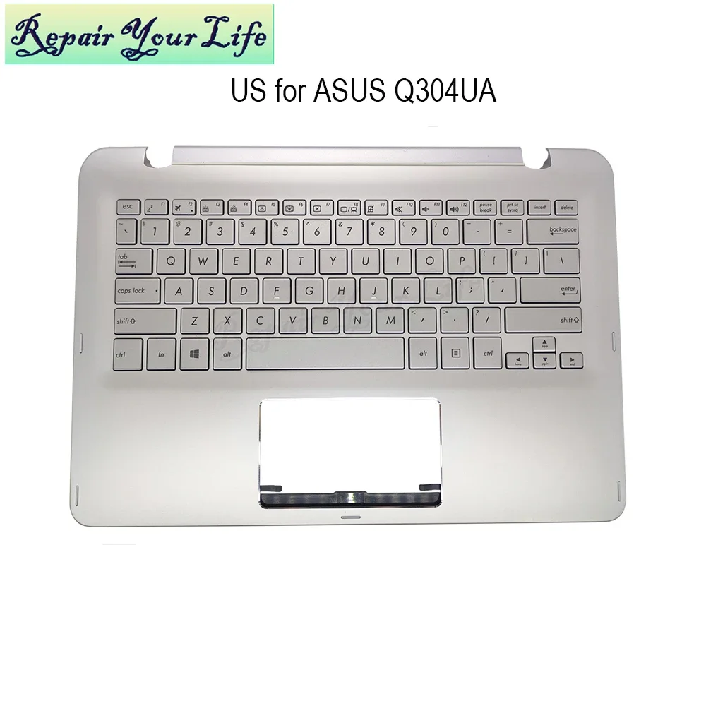 US Backlit Keyboard Palmrest for Asus Q304 Q304U Q304UA Q304UA-BBI5T10 Backlight English Laptop Keyboard Silver 90NB0AL3-R30010