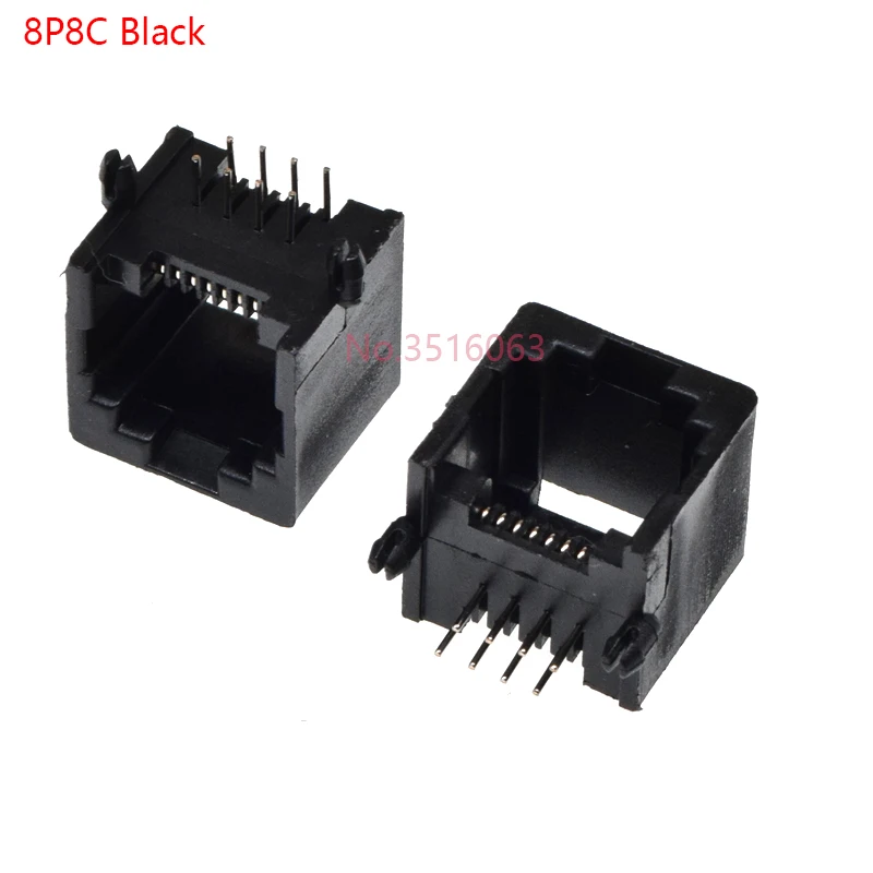 10 Stuks Rj11/Rj45 4p4c 6p6 6p4c 6p2c 8p8c Modulair Netwerk Pcb Jack Verticale Poorten Sockets Vrouwelijke Connectoren Zwart Grijs Kristal