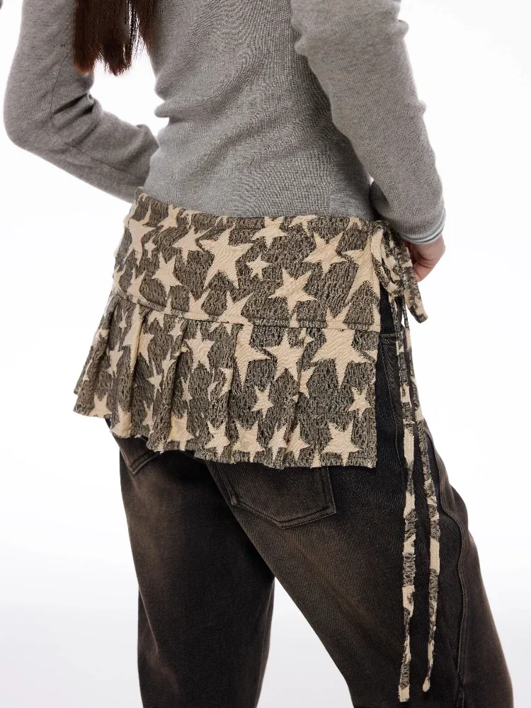 

Harajuku Bandage Pleated Mini Skirt Vintage Layered Grunge Fashion Faldas Y2k Aesthetic All Match Women Skirts Streetwear Trendy