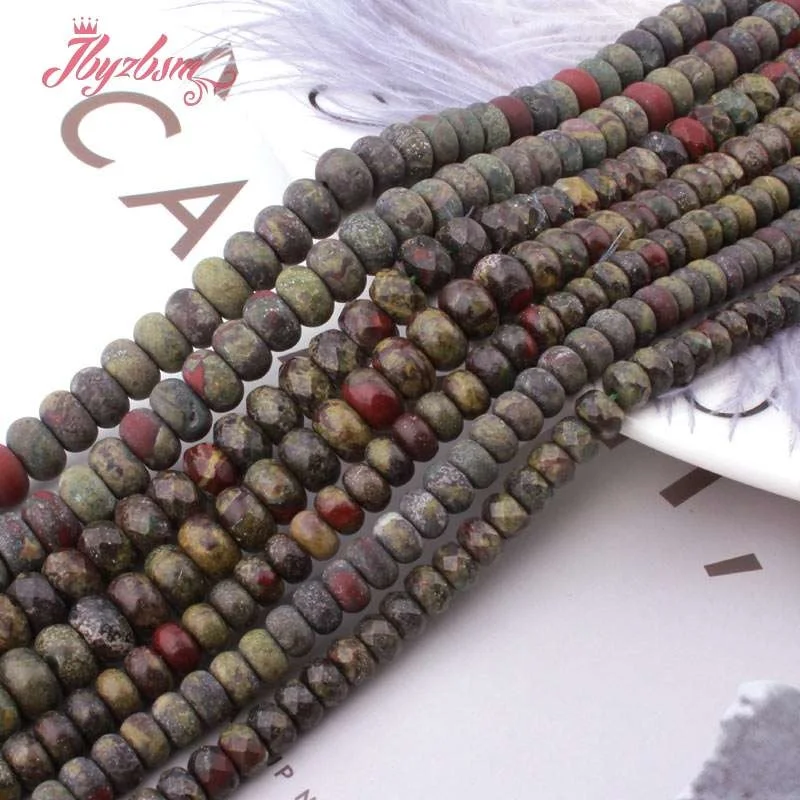 3x6/4x8mm Natural Dragon Blooded Tumbled Beads Stone Rondelle Loose DIY Strand 15