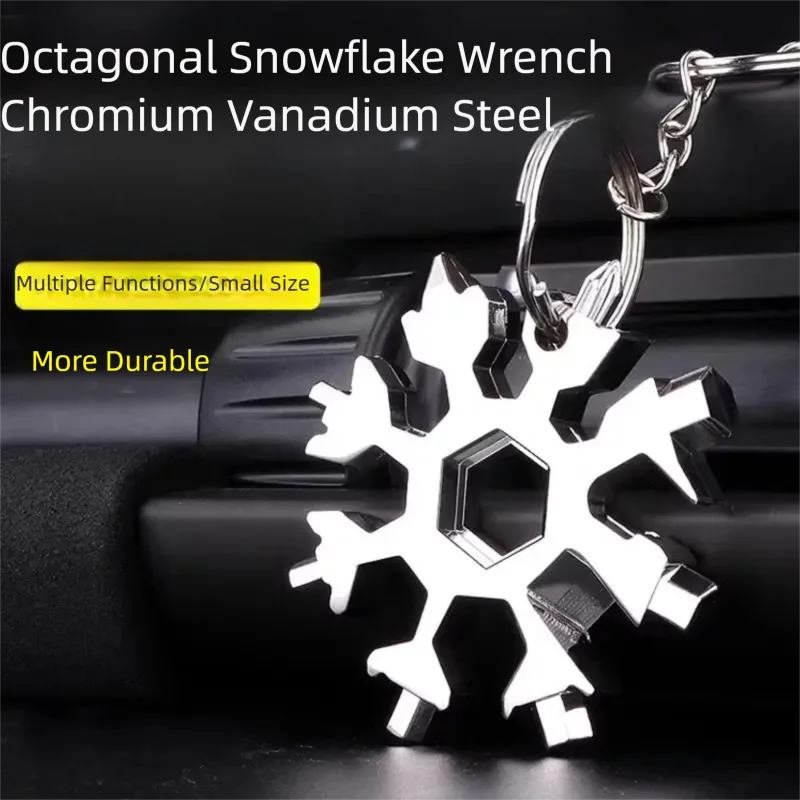 1Pcs19-in-1 Snowflake Multifunctional Tool Stainless Steel Bottle Opener Screwdriver Wrench Essential Christmas Camping Artifact
