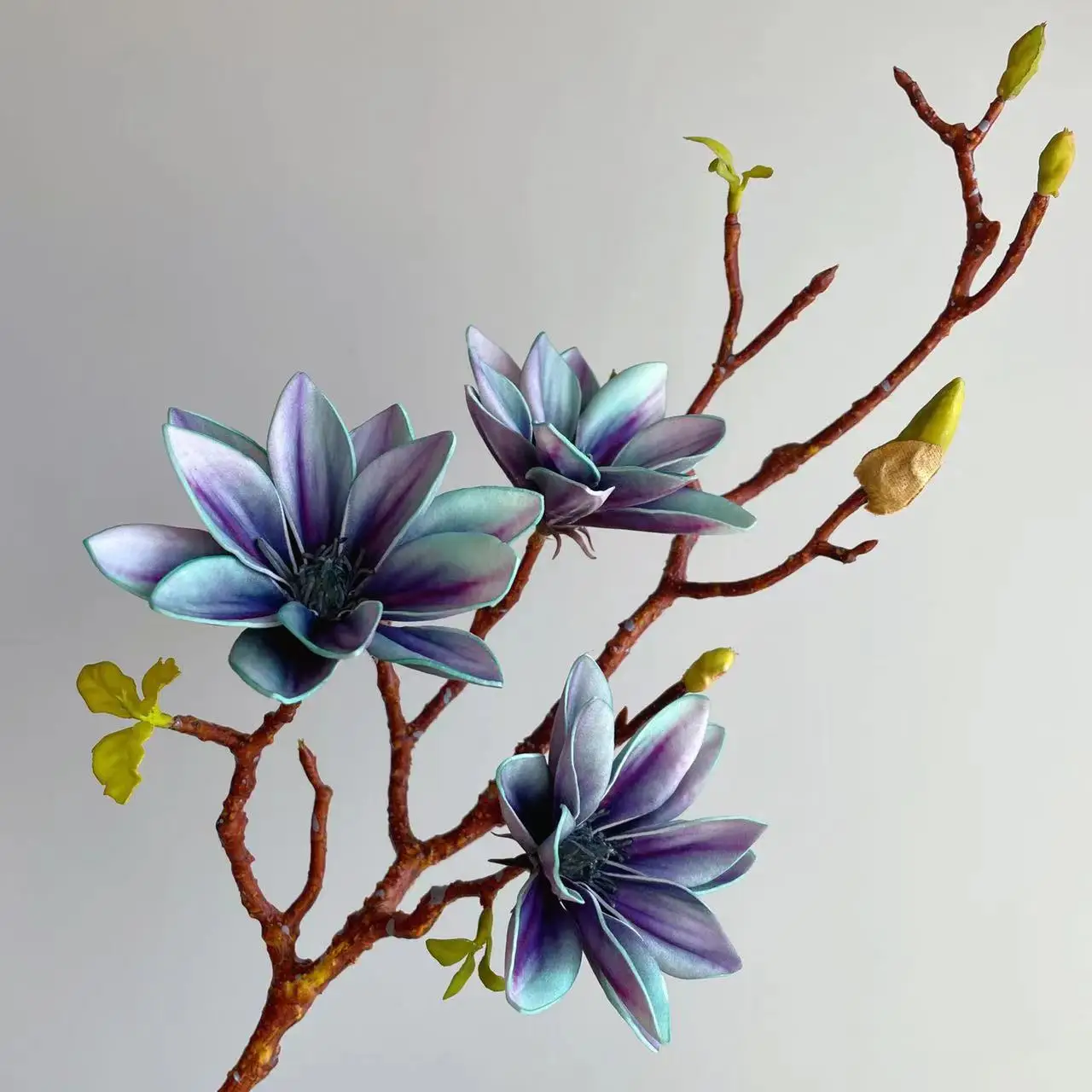 Realistische künstliche Magnolien-Blumenstiel, künstlicher Farbverlauf, Lotusblütenzweig für Hochzeit, Party, Zuhause, Tischdekoration, Zimmer, gefälschte Blume – Detail 7