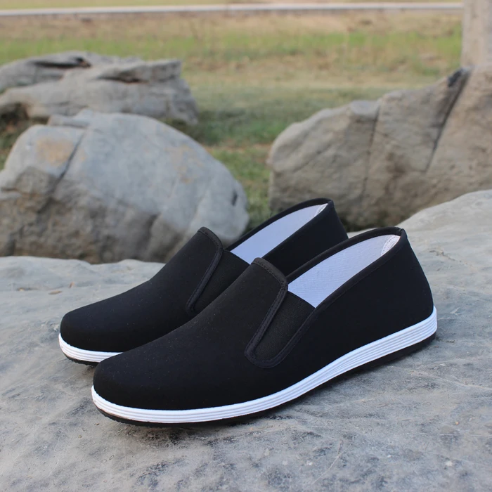 Traditional Beijing Men's Cloth Shoes round Mouth Casual Kung Fu Old Sweat Shoes Black Cloth Shoes Leisure Cut-Out Shoes
