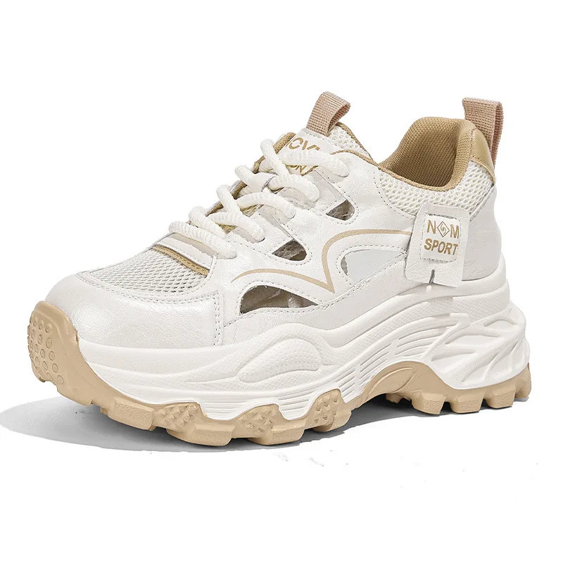 2026 Women platform roman sandals chunky sole woven design hidden wedge summer casual white shoes comfort stylish versatile