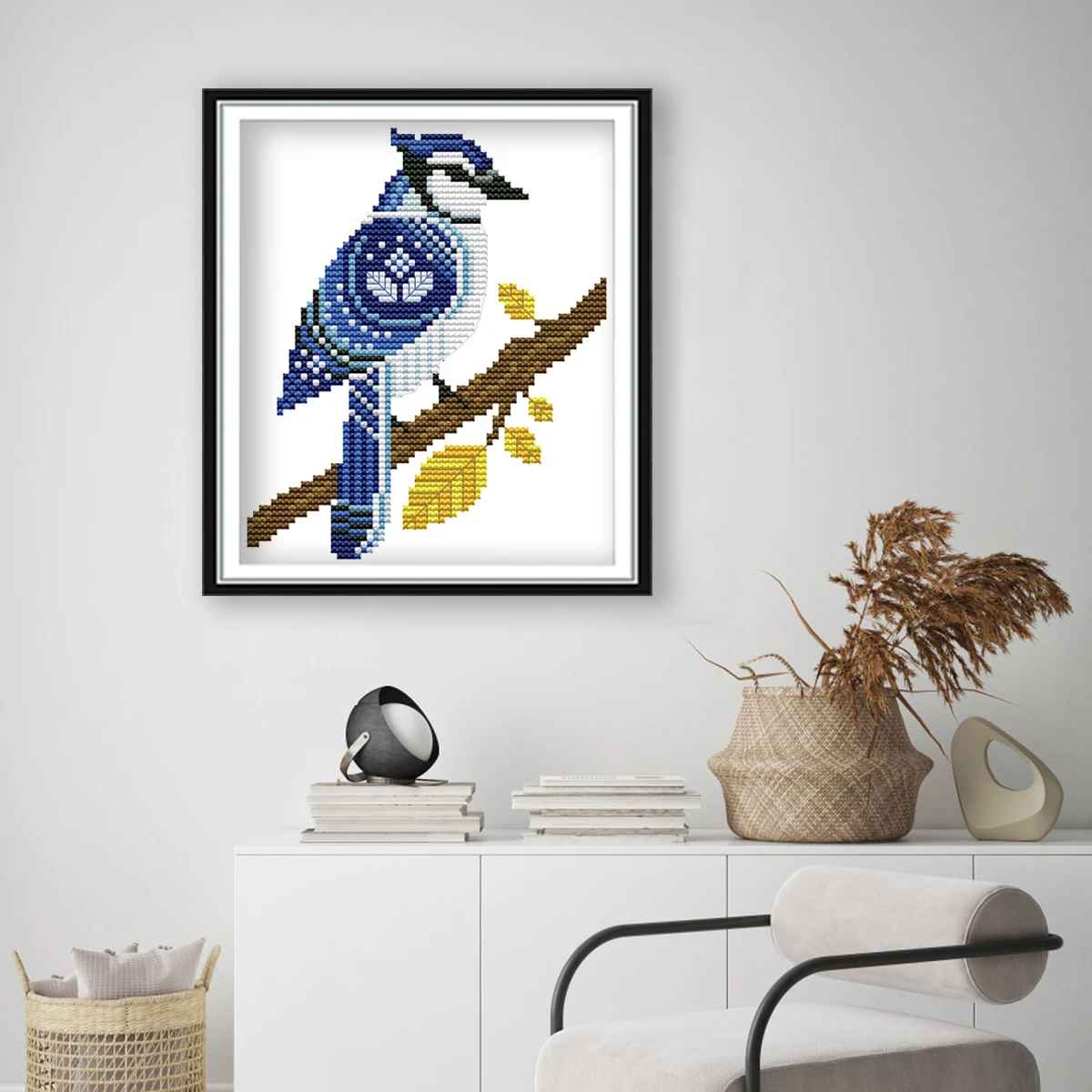 

Joy Sunday Cross Stitch Kit Bluebird on A Branch HD Pattern Aida 16/14/11CT Counted Printed Fabric DIY Embroidery Set Art Crafts