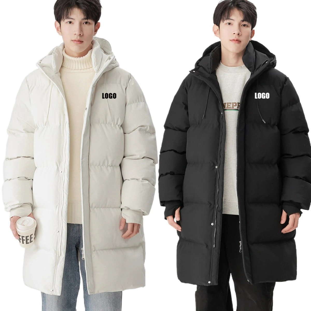 

Custom LOGO men's new thickened cotton-padded long male female couples cotton-padded loose winter casual cotton-padded jacket