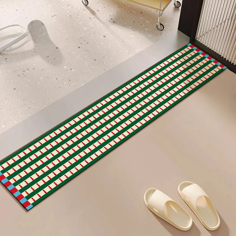 Bauhaus Color Block Door Mat Long Narrow Absorbent Bathroom Floor Rug Anti-Slip Entrance Threshold Mat Home Decor Modern Style