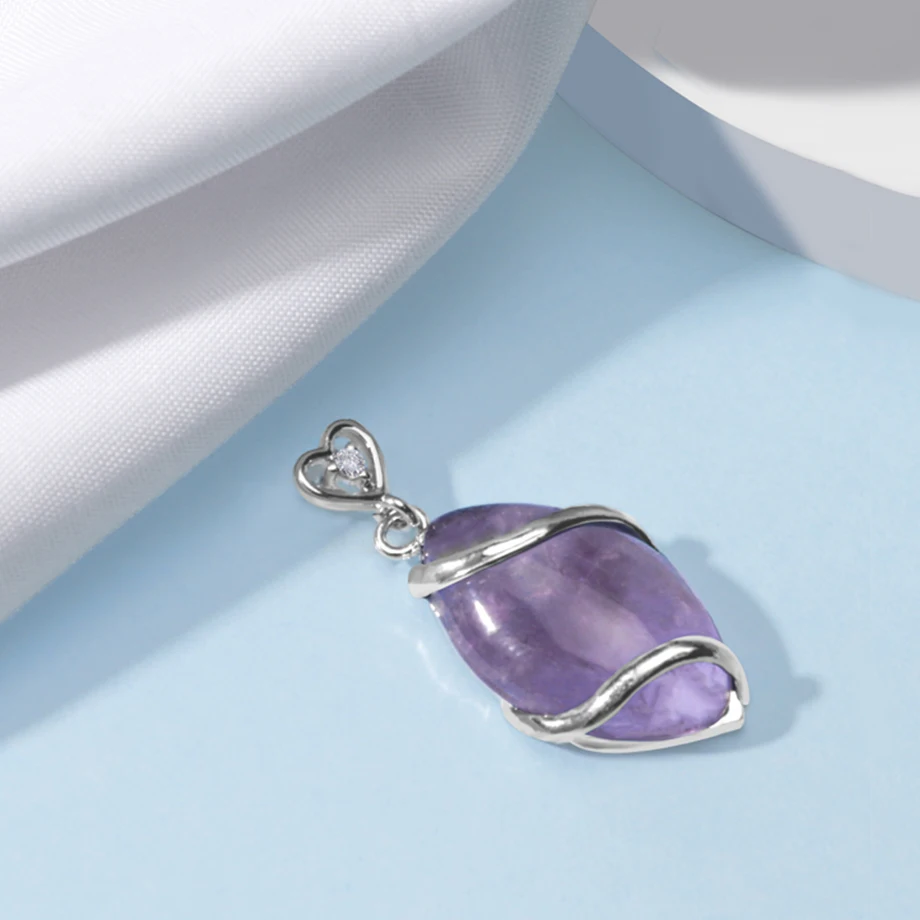 CSJA Classic Horse Eye Shaped Pendant Natural Stones Pendulum Silver-color Pendants for Necklaces Women Men Fashion Jewelry F562
