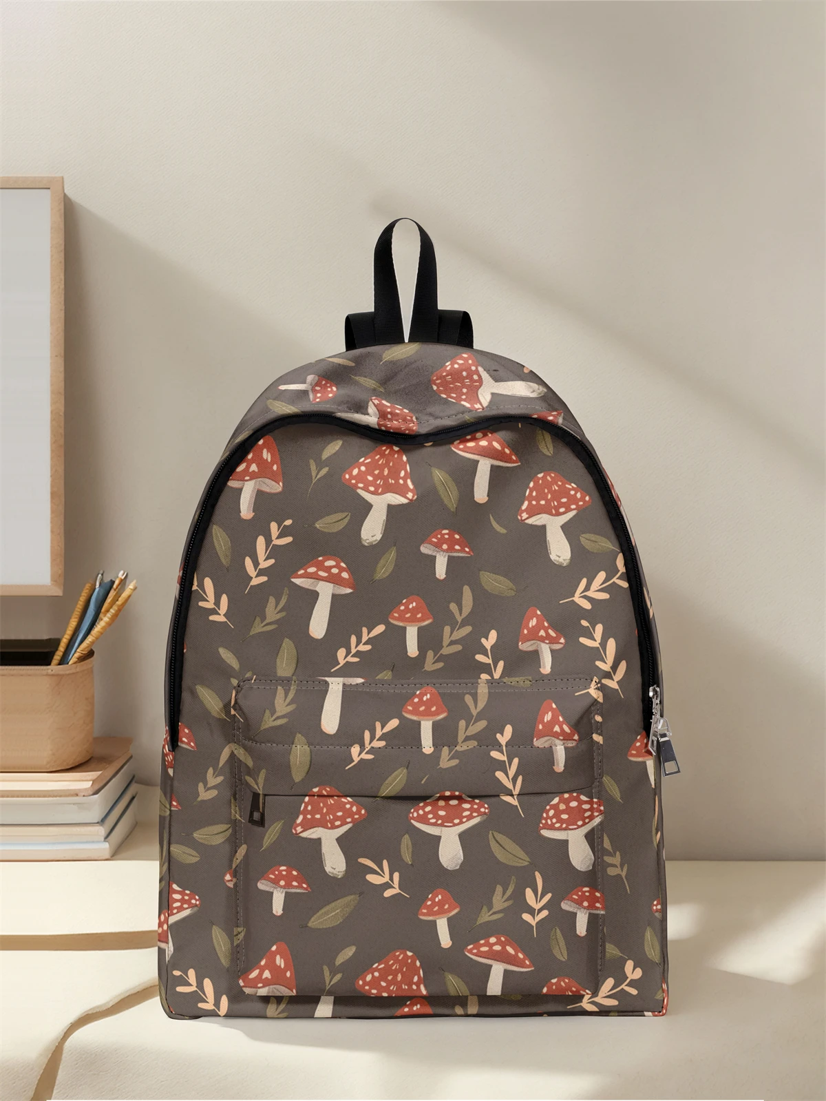 حقيبة ظهر بنمط الفطر والأوراق، جديدة 2025، حقيبة ظهر كاجوال للسفر، حقيبة ظهر كاجوال خفيفة الوزن وبسيطة للسفر #1