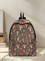 Mushroom and Leaf Pattern Backpack, New 2025, Casual Travel Backpack, Lightweight and Simple Casual Travel Backpack