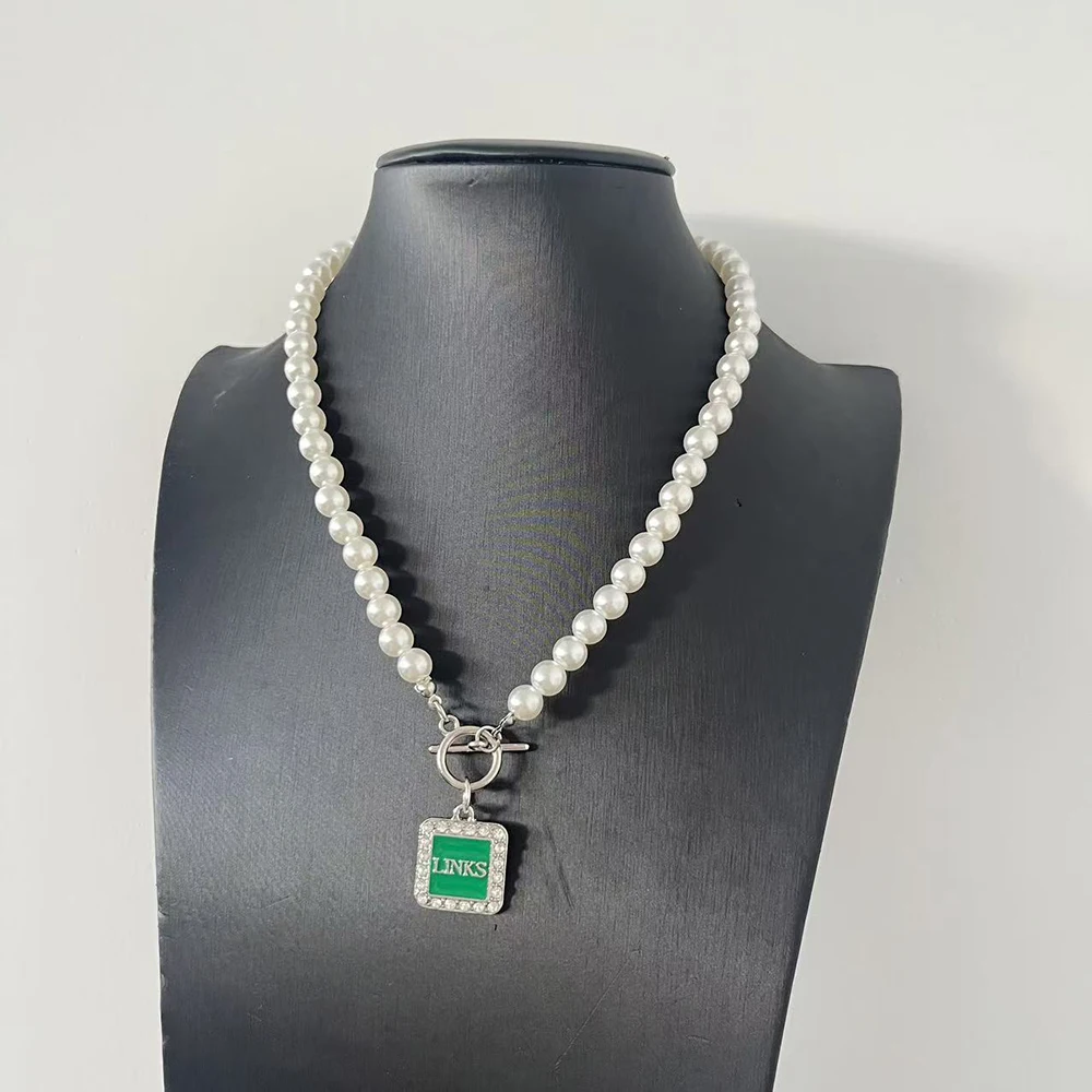 Directly Sale OT Buckle Choker 8MM Pearl Greek Soror Member Green 1946 Incorporated Links Necklaces