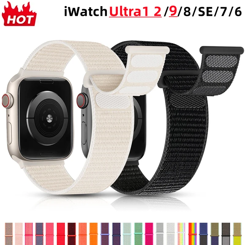 Nylonowy pasek z pętelką do Apple Watch Band 40mm 44mm 49mm 45mm 41mm 38mm 42mm 46mm Nylonowa bransoletka IWatch series Ultra 11 10 9 8 SE 7 6
