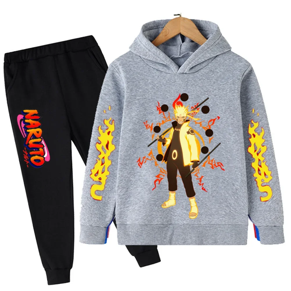 2024 Spring and Autumn Fashion Long Sleeves Outfits boys and girls Casual Tracksuit Hoodie +Pants Sets Narutoes children Hoodie