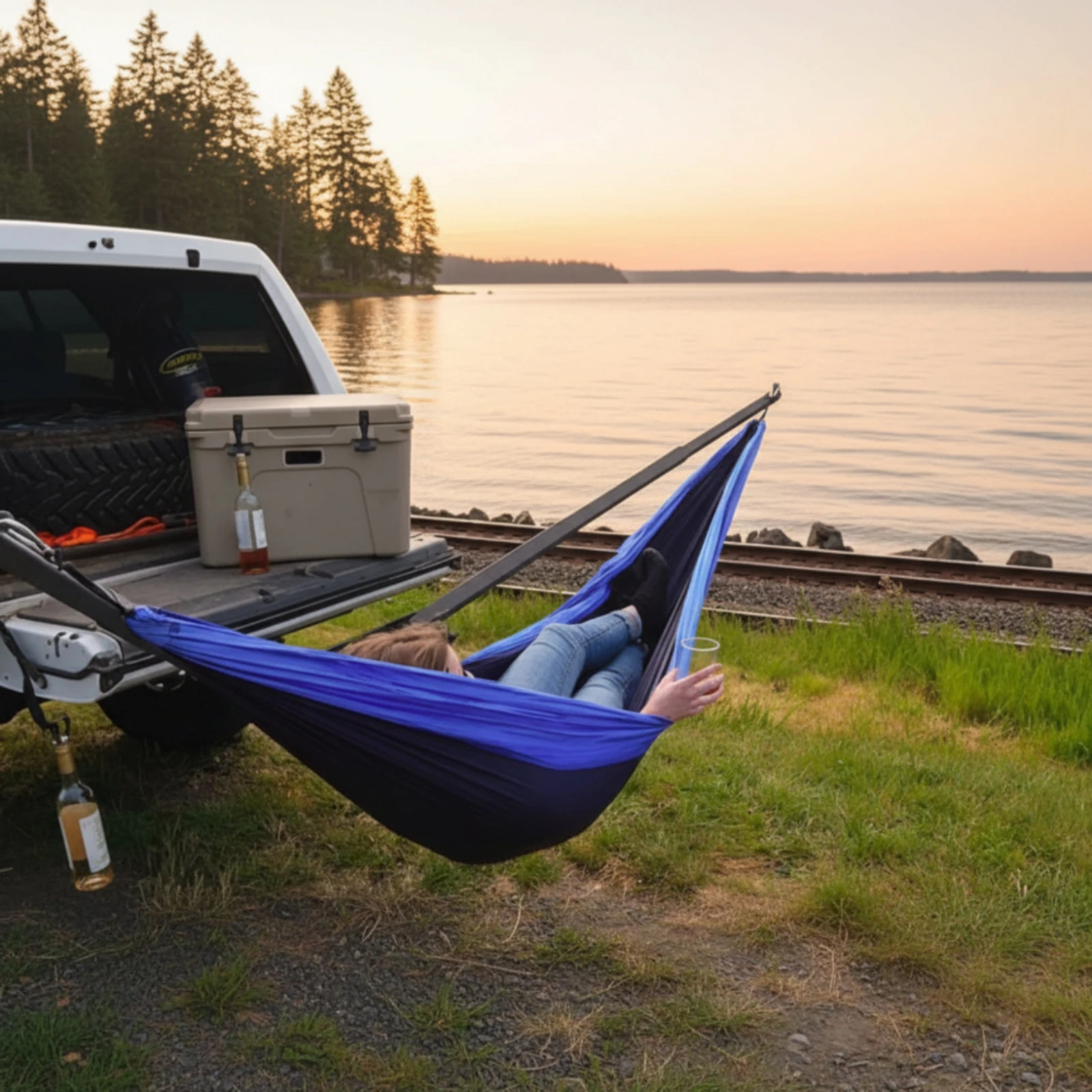 Hitch Mount Hanging Bed Stand Easy to Install Hitch Hanging Bed Stand Steel Long-Lasting for Campers, Camping, Tailgating