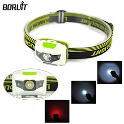 BORUiT Portable Mini LED Headlamp Work Headlight Use AAA Battery Head Torch Waterproof Fishing Lamp for Camping Hunting Lantern