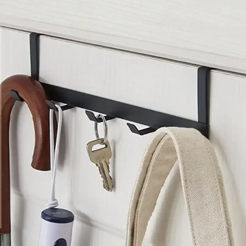 Hooks Over The Door 5 Hooks Home Bathroom Organizer Rack Clothes Coat Hat Towel Hanger New Bathroom Kitchen Accessories Holder