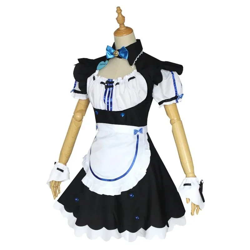 Nekopara-vestido de sirvienta de juego de anime chocolate, peluca de cosplay de gato, trajes de niña y mujer