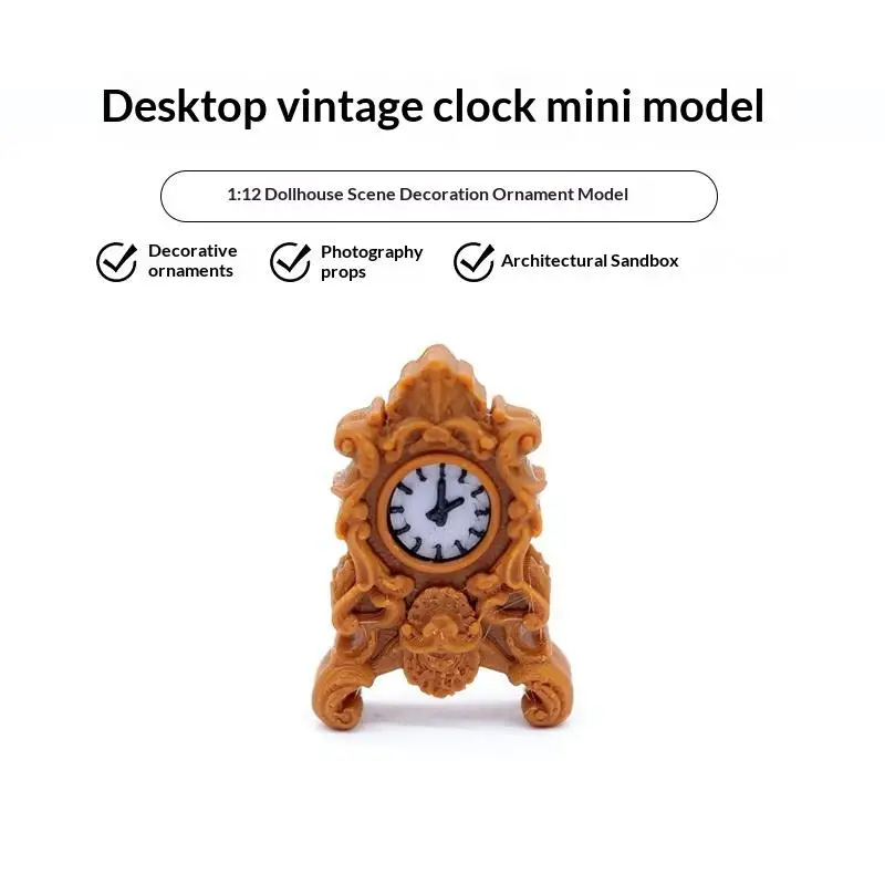 [New] 1Pcs Vintage Style Table & Floor Clocks 1:12 Scale Dollhouse Miniature Clock For Doll House Decor DIY Accessories