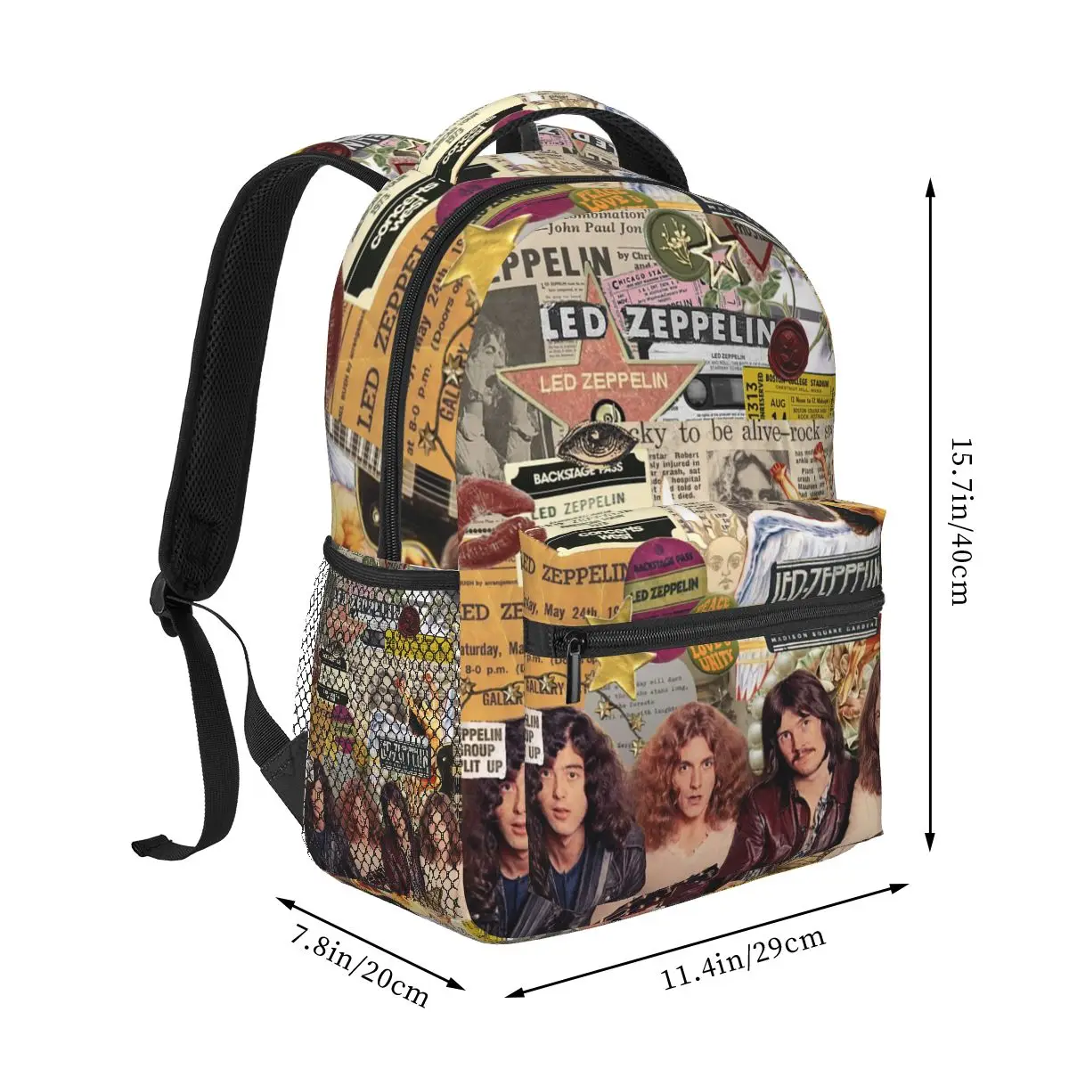 Rock Band Led Zeppelin Album Graphics Backpack Student Boys Girls BookBag Children School Bag Shoulder Bags for Men Women