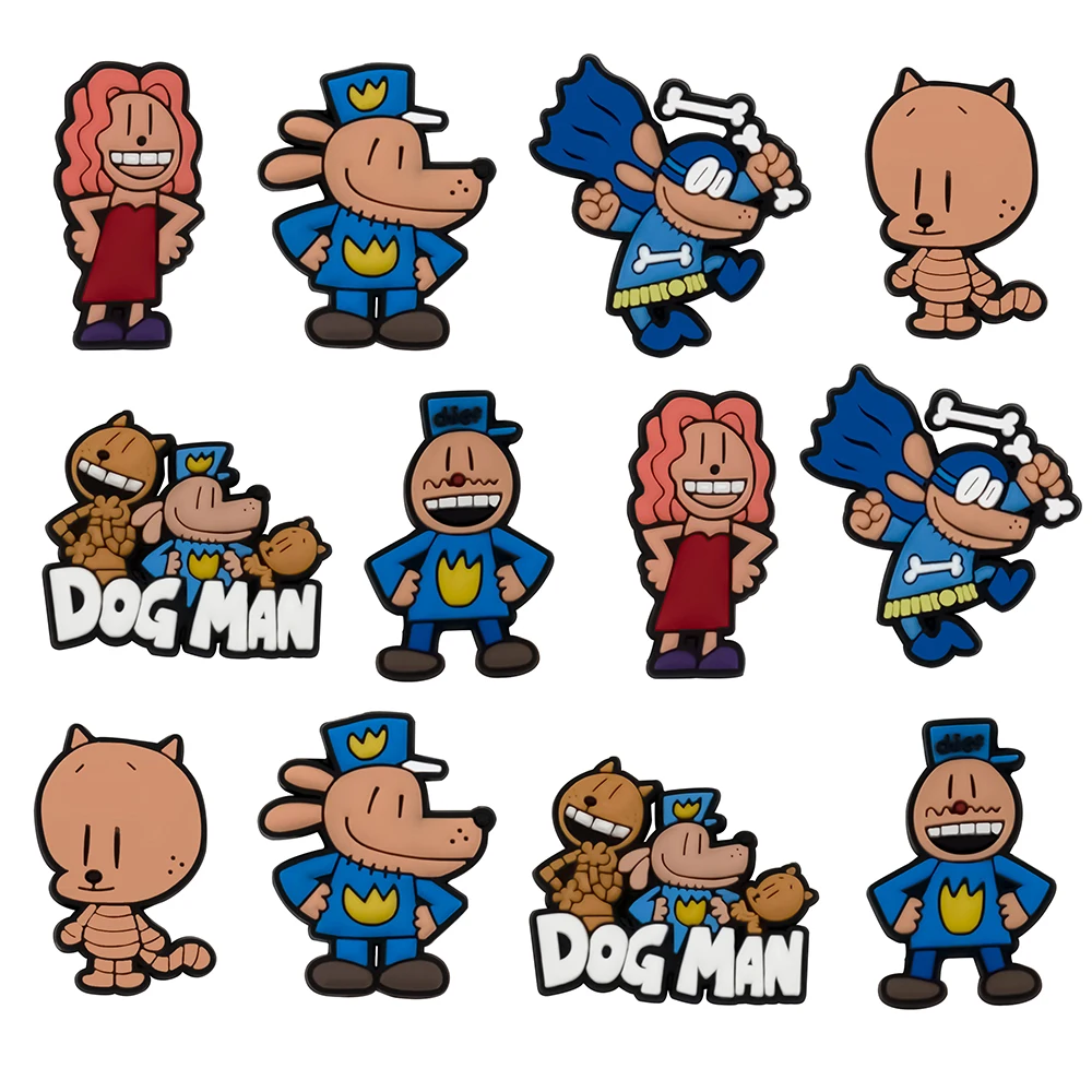 12pcs Dog Men Cartoon Shoes Charms Clogs Sandals Decoration PVC Shoe Accessories Buckle for Friends Party Gifts